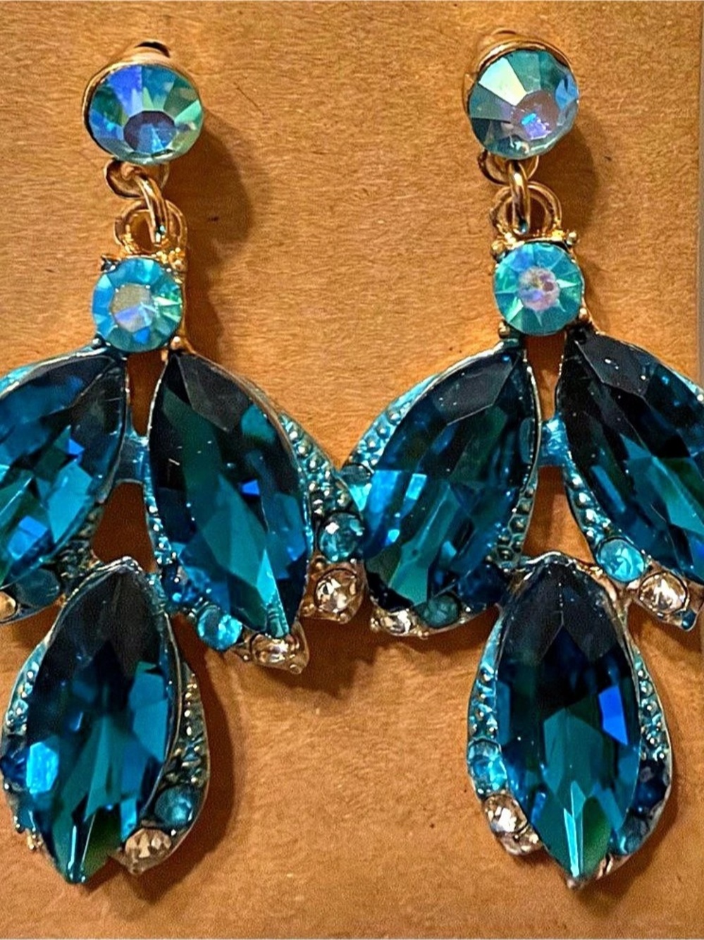 Blue Statement Drop Earrings Like New